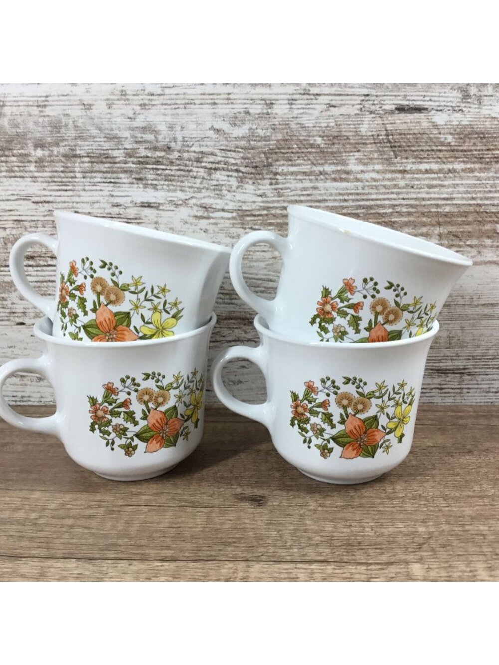 Corning Indian Summer Coffee Cups Set of 4 Floral Pattern Corelle